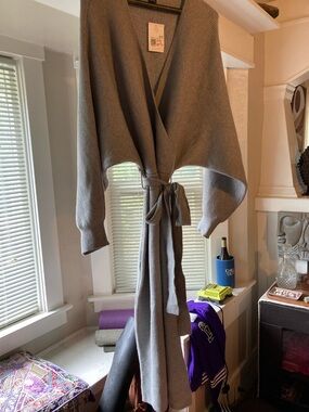 Forever 21 Light Gray Ribbed Knit sweater dress